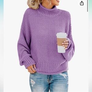 NWOT Women’s Oversized Mock Neck Mauve Sweater
